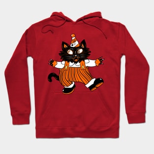 Black White and Orange Halloween Vintage Looking Cat Hoodie